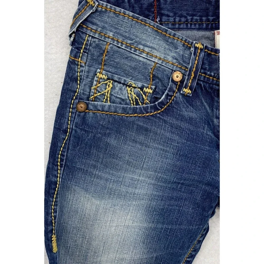 True Religion Mens Ricky Giant Big T Cut Off Jean Shorts Denim Size 30 Made USA
